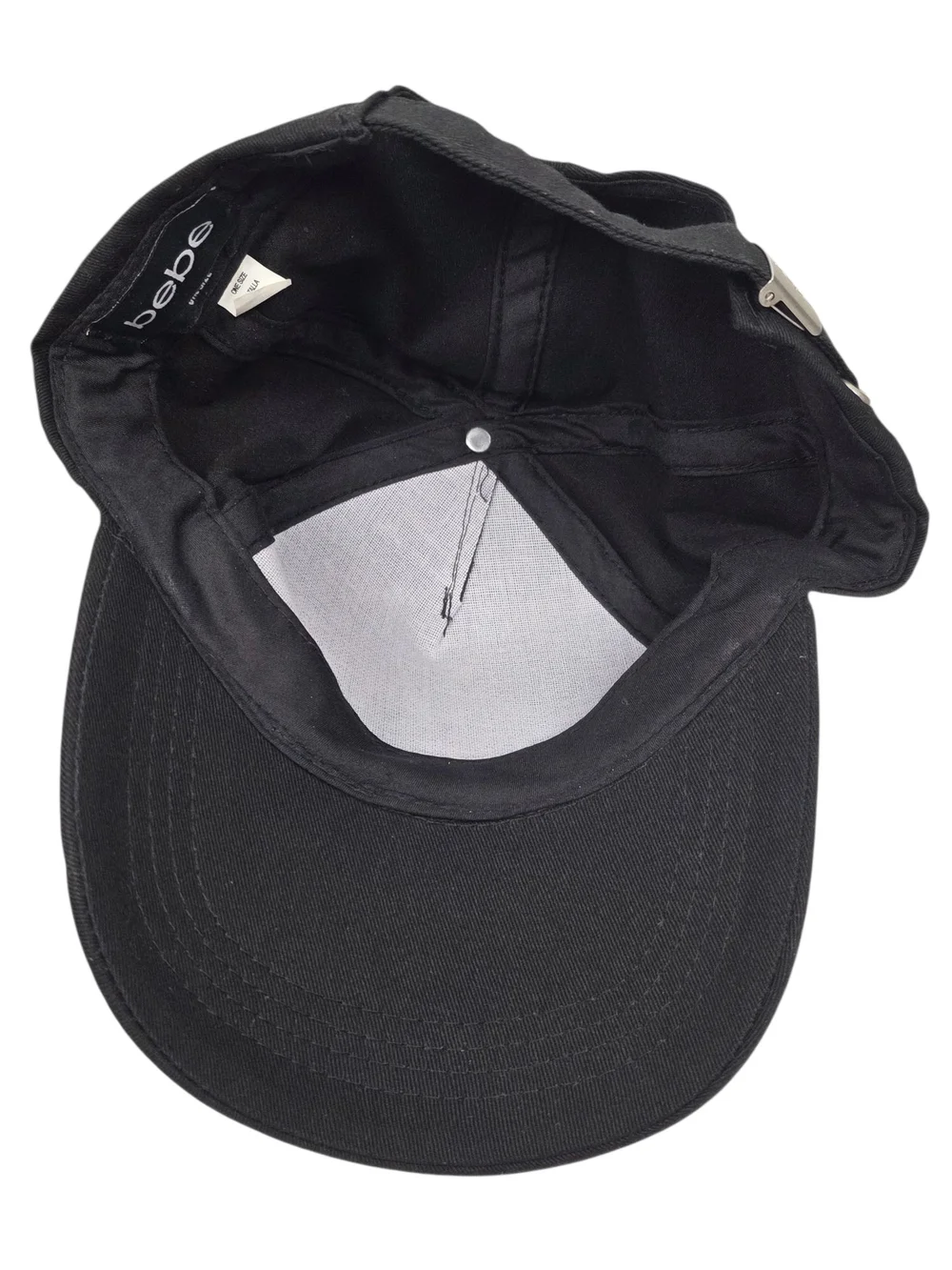 Bebe Black Baseball Cap Hat Rhinestone Crystal Logo Spellout Adjustable Y2K